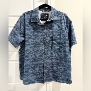Canada Weather Gear Digital Camo Fishing Shirt Men’s L Blue Vented Outdoor